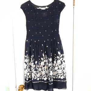 Max Studio Navy Blue and White Floral Dress
